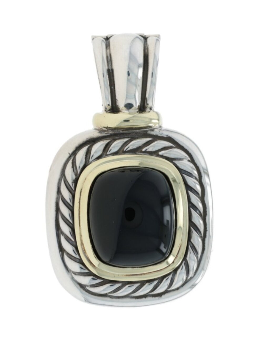 David Yurman Albion Onyx Solitaire Enhancer Pendant Sterling 925 Yellow Gold 14k